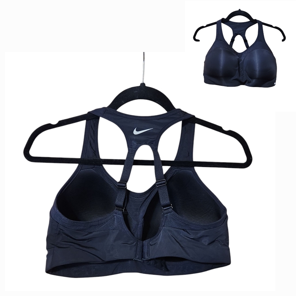 Nike Dri Fit Padded Sports Bra Black Racerback SIZE LARGE Adjustable Strap Hook